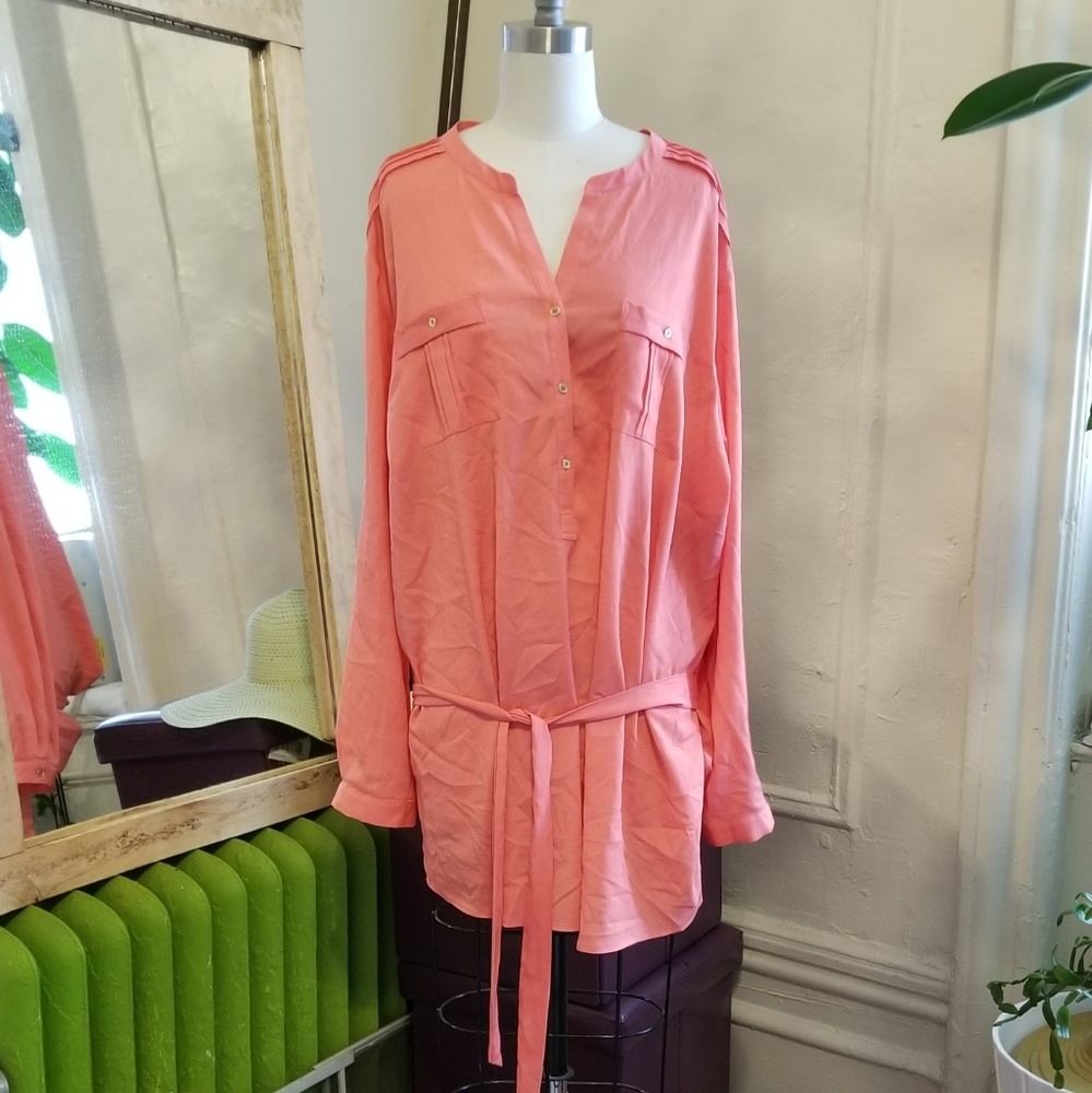Calvin Klein Coral Tunic with Belt: 3x